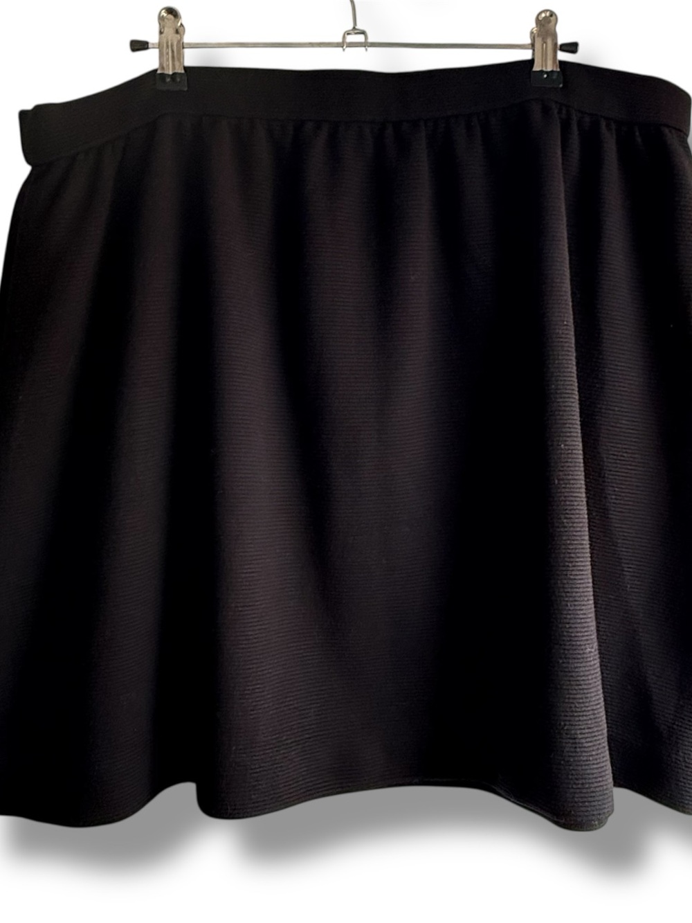 Elle Black Ribbed Knit Mini A-Line Skirt Sz XL